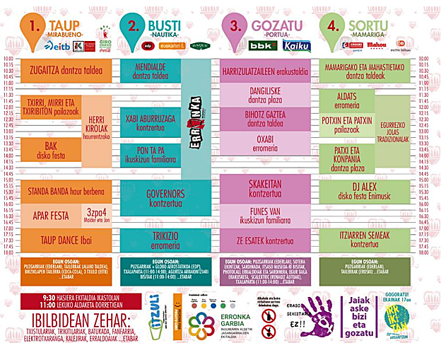 Horarios de las actividades y conciertos del Ibiladia 2018.