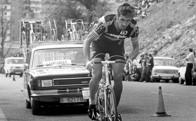 Andrés Gandarias en acción en la cronoescalada del Giro de Italia 1976. 
