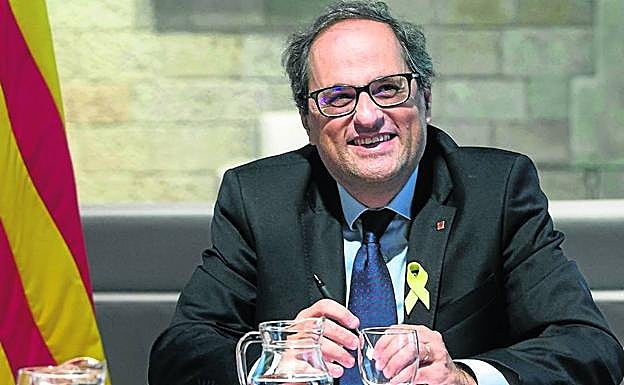 El presidente de Cataluña, Quim Torra, ayer en el Palau de la Generalitat.