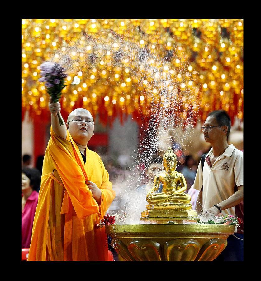 El Vesak, el día del plenilunio en el mes de mayo, es la fecha más destacada para millones de budistas de todo el mundo. Hace 2.500 años, más exactamente en el 623 A.C., nació Buda, en ese mismo día alcanzó la iluminación y también en ese mismo día falleció, a los 80 años de edad. En todos los países de Asia con fuerte presencia del budismo suele ser festivo y quienes lo profesan hacen ofrendas y acuden a los templos para celebrar su mensaje de compasión, devoción y servicio a la Humanidad. En las imágenes se recogen aspectos de esta celebración en Singapur, Indonesia y China.