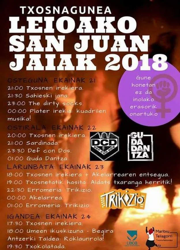 Programa de fiestas de Leioa 2018: Leioako San Juan Jaiak