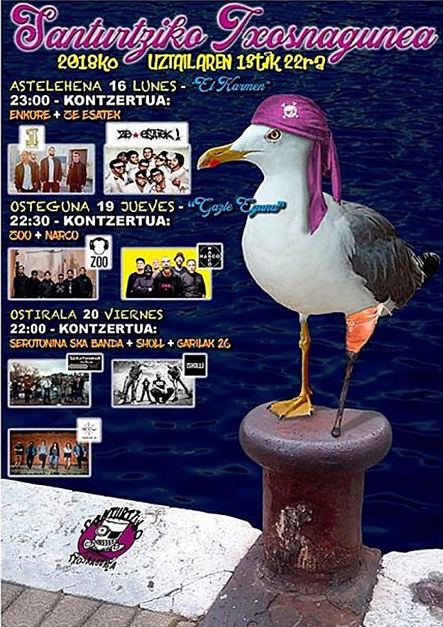 Fiestas de 'El Carmen' 2018 en Santurtzi: Conciertos en las txosnas