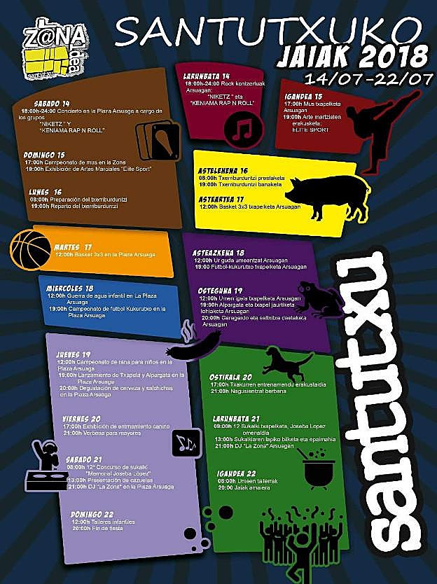 Programa de fiestas de Santutxu 2018 en La Zona