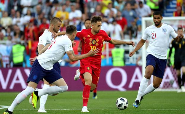 Un momento del Bélgica Inglaterra de la fase de grupos. 