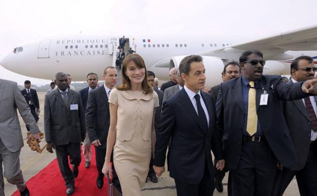 Con Nicolas Sarkozy en una visita a India.