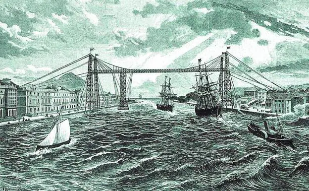 Imagen principal - 1. Grabado de la ría, navegable, hace un siglo. 2. Primer día de una nueva barquilla en 1964 . 3. El viaducto, destruido durante la guerra.