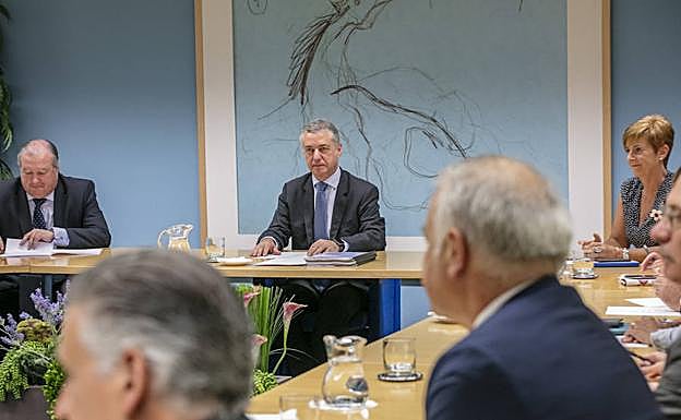 Urkullu, esta mañana con los dirigentes de Confebask.