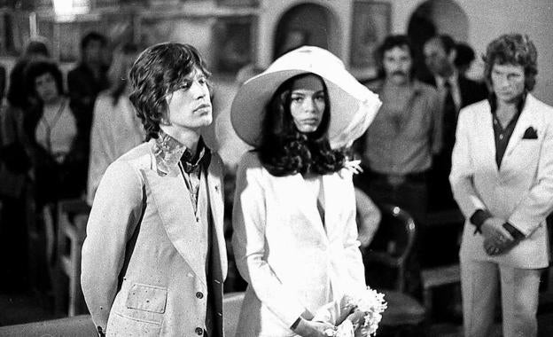 El líder de los Stones en su boda con Bianca. 