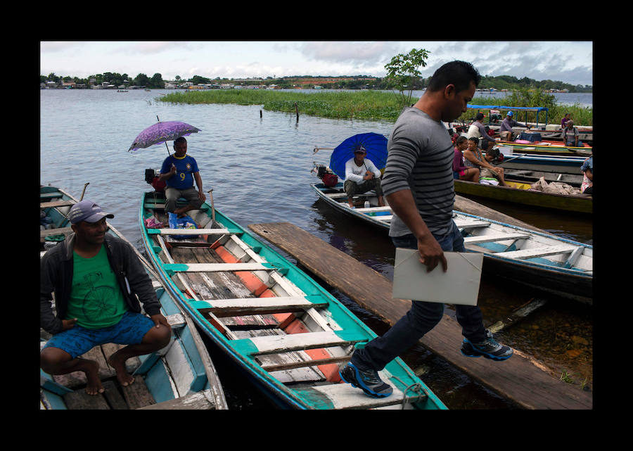 Científicos investigan sobre delfines de río en la Reserva de Desarrollo Sostenible Mamiragua en el estado de Amazonas, Brasil.