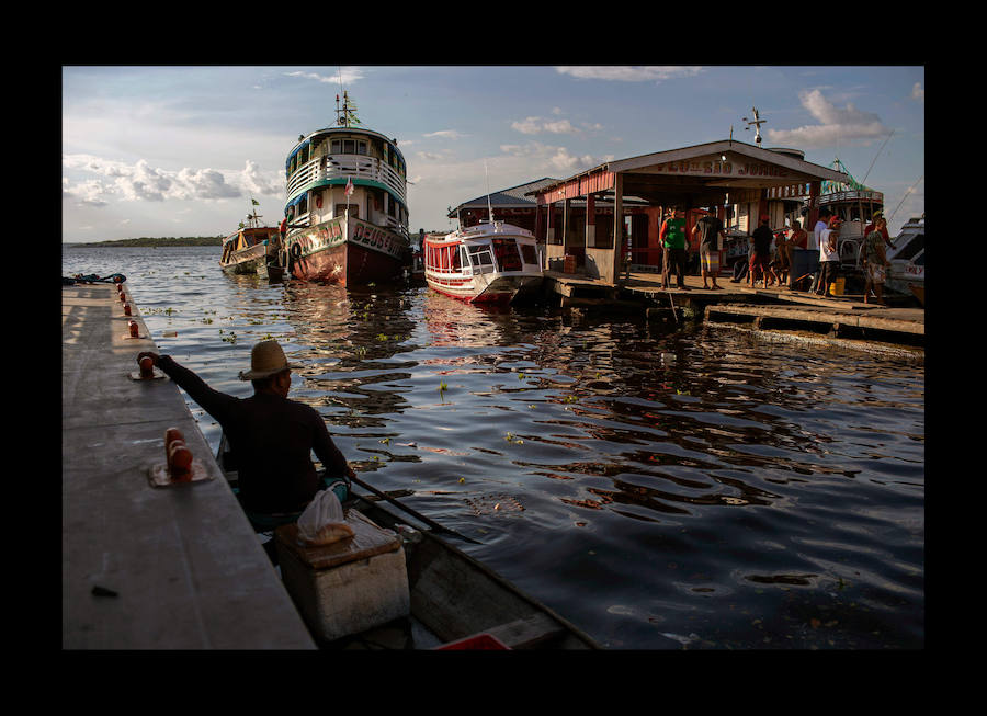 Científicos investigan sobre delfines de río en la Reserva de Desarrollo Sostenible Mamiragua en el estado de Amazonas, Brasil.
