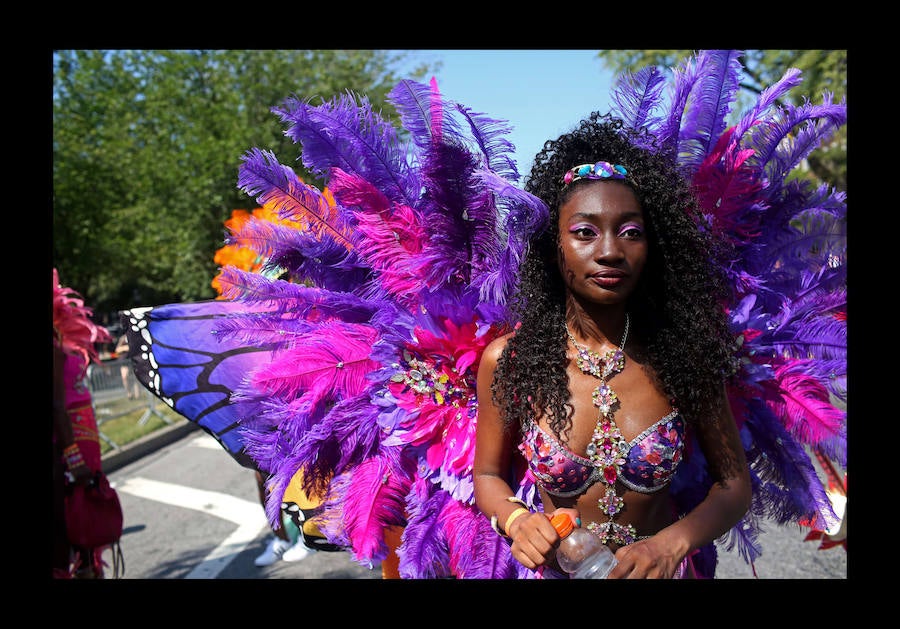 Participantes en el desfile anual del día de las Indias Occidentales el 3 de septiembre de 2018 en el barrio de Brooklyn de la ciudad de Nueva York. El desfile es una de las mayores celebraciones de la cultura caribeña en América del Norte. 