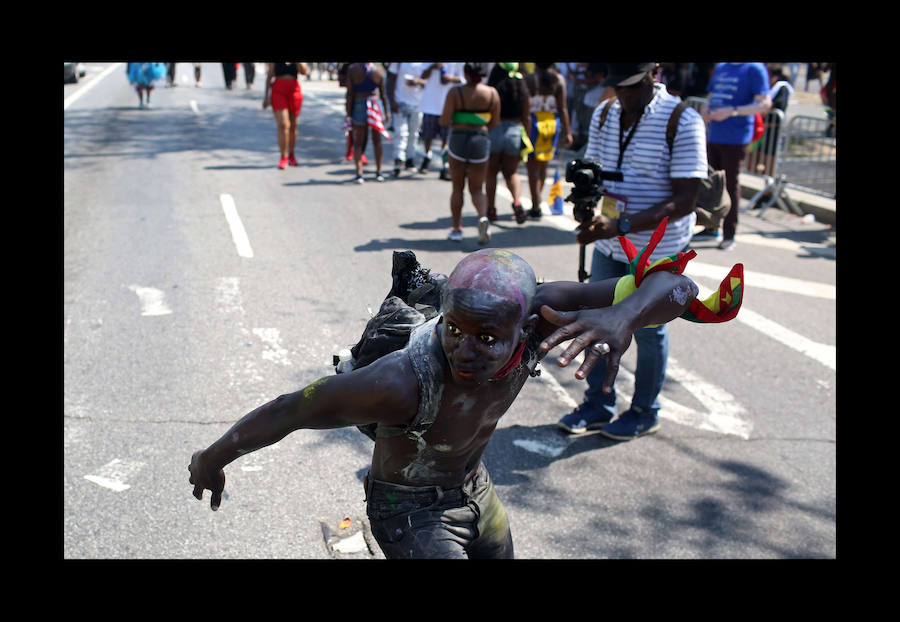 Participantes en el desfile anual del día de las Indias Occidentales el 3 de septiembre de 2018 en el barrio de Brooklyn de la ciudad de Nueva York. El desfile es una de las mayores celebraciones de la cultura caribeña en América del Norte. 