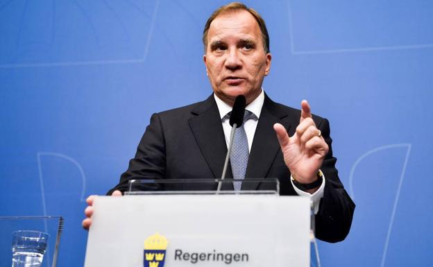 Stefan Lofven durante una rueda de prensa.