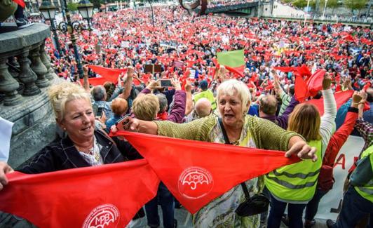 Manifestación en Bilbao por las pensiones dignas.