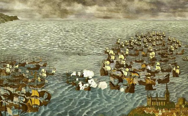 La catástrofe de la Gran Armada, en un tapiz inglés de la época. 