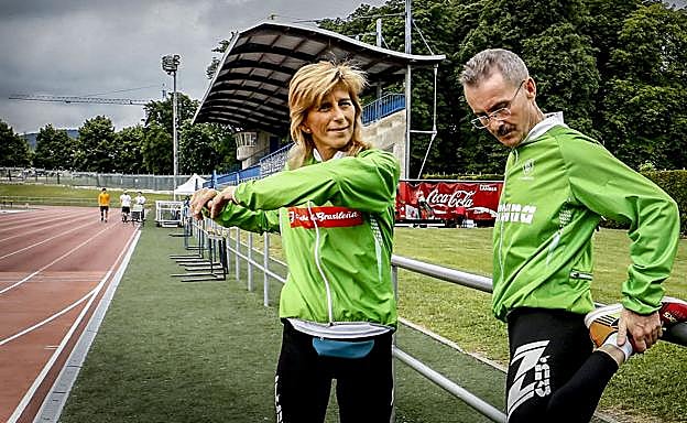 La atleta de La Blanca durante un entrenamiento en Mendizorroza