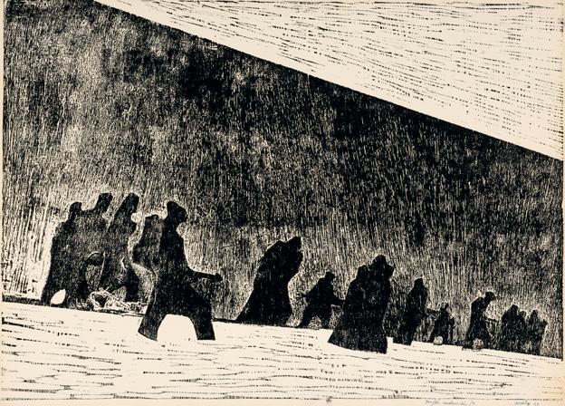 Agustín Ibarrola (1930). La conducción, 1967. Xilografía sobre papel. 50,2 x 70,3 cm. Museo de Bellas Artes de Bilbao.