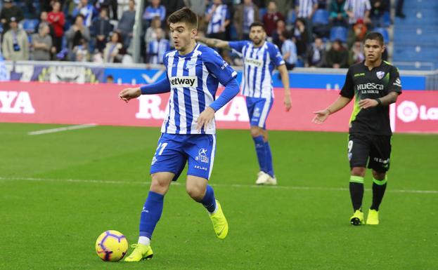 Martín, en el partido de este domingo ante el Huesca. 