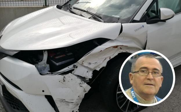 Así quedó el coche de Paco, el hombre al que salvó un gol del Osasuna. 