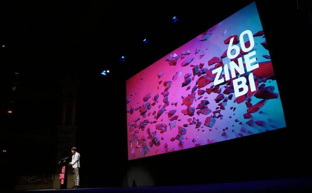 El actor Eneko Sagardoy, en la clausura de Zinebi el pasado 16 de noviembre.