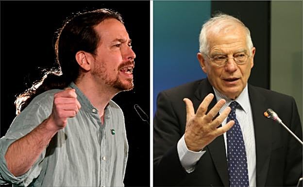 Pablo Iglesias (i) y Josep Borrell. 