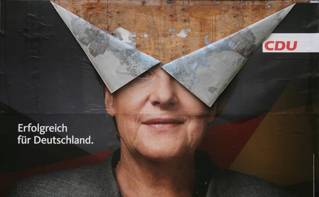 Cartel de una campaña de Angela Merkel. 