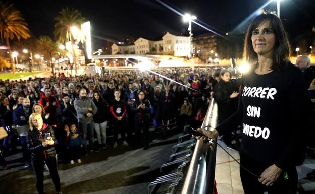 La periodista Begoña Beristain durante un momento de la quedada runner en Bilbao