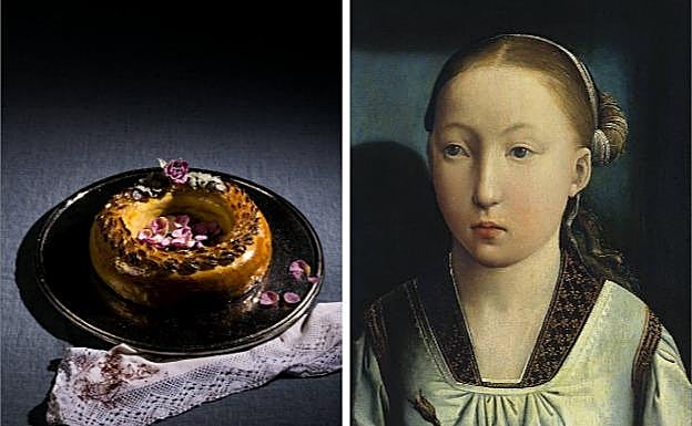 (Juan de Flandes, por Sura Ascaso. 'Corona de Catalina de Aragón') «La serenidad y la fuerza que transmite la hija de los Reyes Católicos me impactó. Shakespeare la describió como la 'Reina de todas las reinas y modelo de majestad femenina', explica la responsable de Desarrollo de Negocio de la empresa oscense que lleva su apellido. La ha traducido a su lenguaje dulce como un regio rosco de mazapán con agua de rosas.