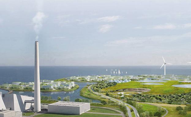 Recreación de las islas que Dinamarca proyecta construir junto a su capital para albergar a las empresas del nuevo Silicon Valley. 