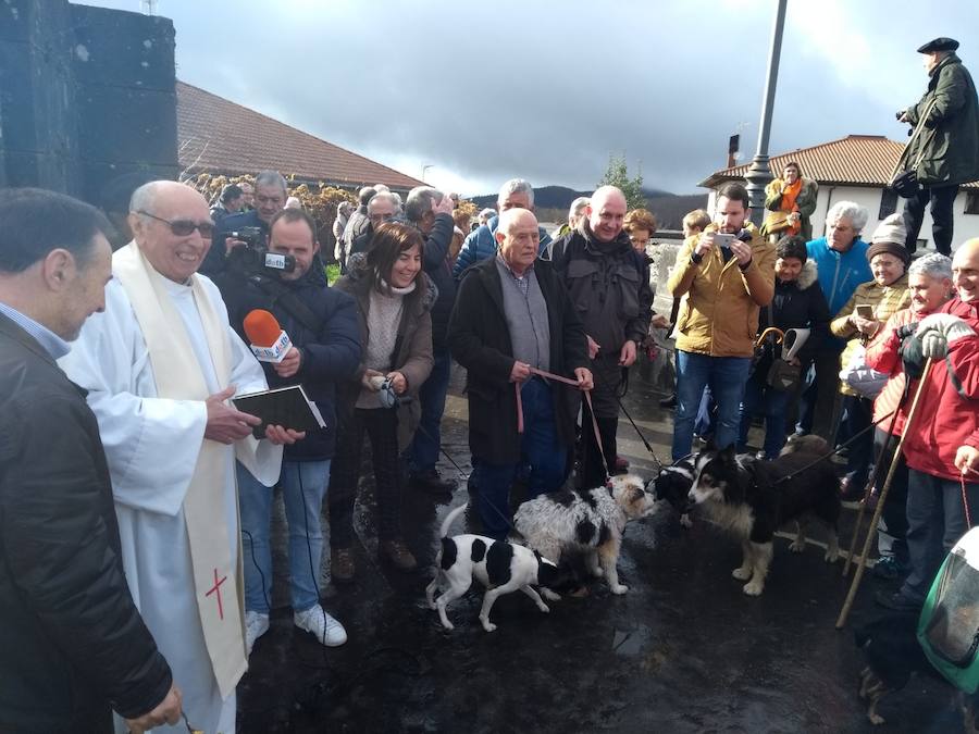 A pesar del frío, han sido muchos los que se han acercado este 17 de enero al alto de Urkiola, en busca de la bendición del patrón de los animales