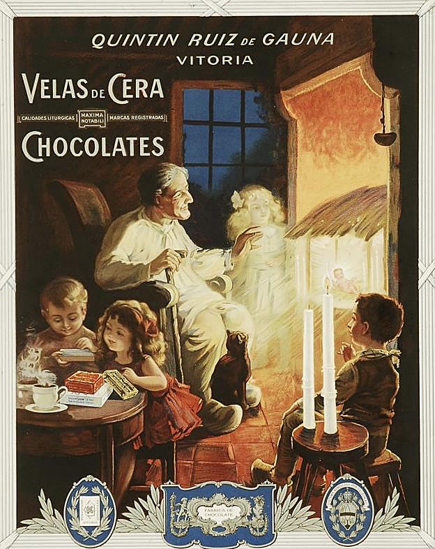 Cartel de velas y chocolates Quintín Ruiz de Gauna, principios s. XX. 