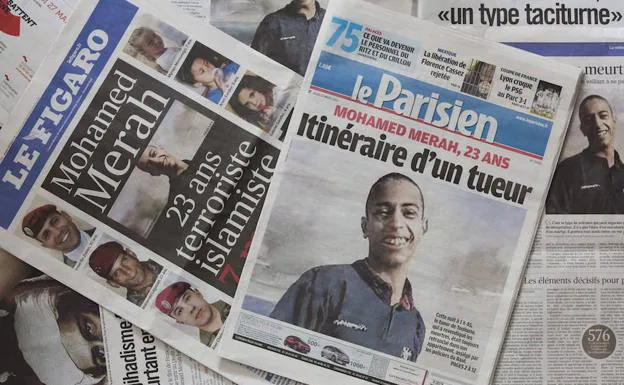 Varios periódicos franceses llevan a sus portadas el retrato de Mohamed Merah, presunto autor de los asesinatos de Toulouse y Montauban. 