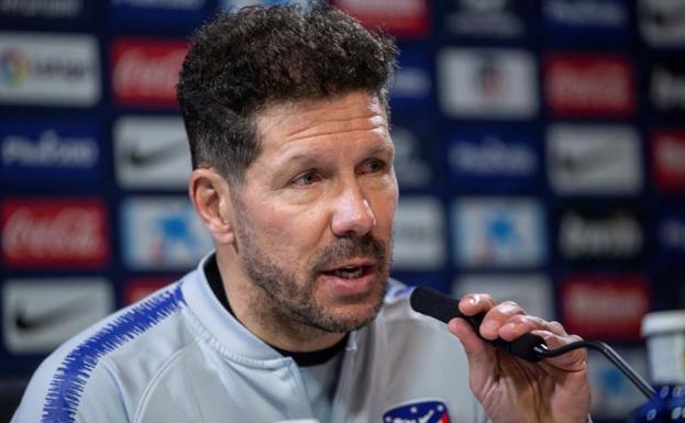 Simeone en rueda de prensa este sábado.