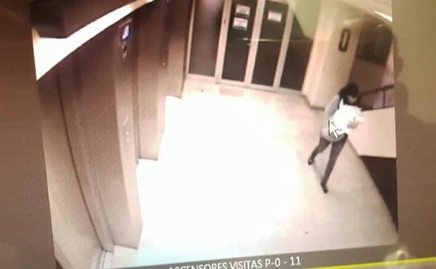 Imagen captada por las cámaras de seguridad del Hospital de Guadalajara en la que se ve a la mujer llevándose al bebé.