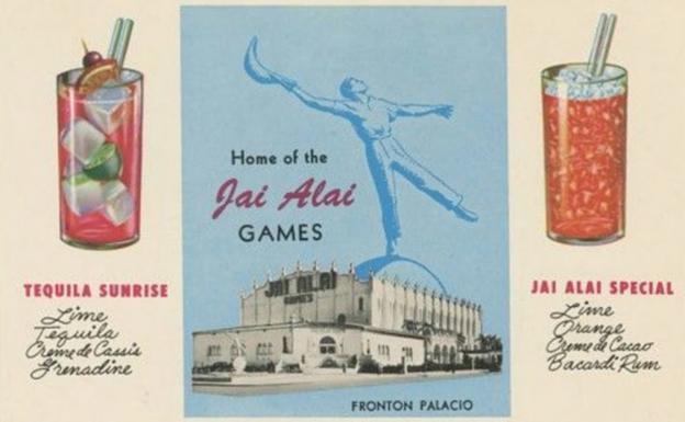 Postal publicitaria del frontón Palacio de Tijuana (Cocktails Across America, Diane Lapis y Anne Peck-Davis, 2018)