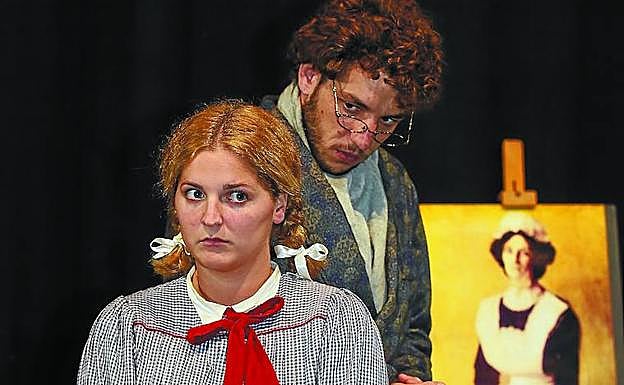 Eszena. Sara Iriondo eta Jon Olivares dira antzezleak 'Ikasgaia' obran. 