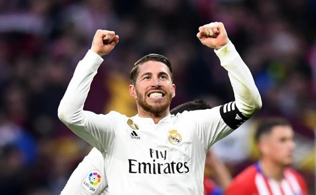 Sergio Ramos celebra la victoria del Real Madrid. 