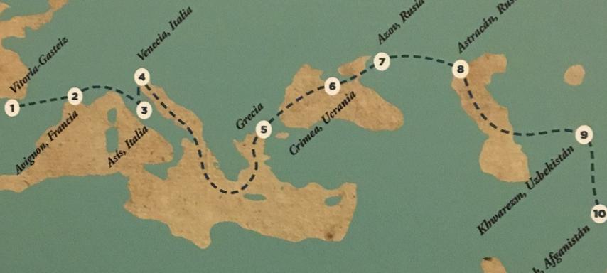 El itinerario que siguió el intrépido monje alavés. 
