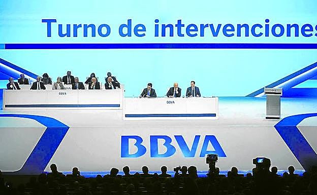 Imagen del consejo de administración del BBVA en la pasada junta de accionistas celebrada en marzo del pasado año. 