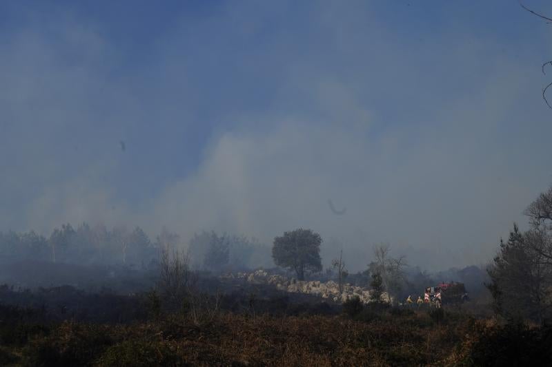 El viento sur y el calor ha favorecido la expansión de las llamas