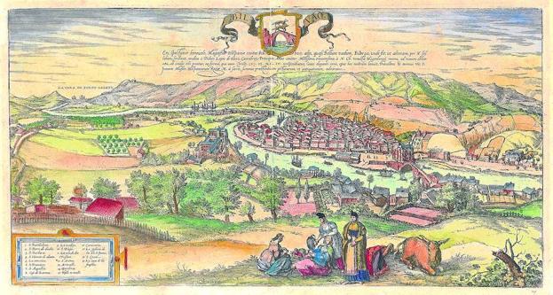 El Bilbao de 1600. La imagen más antigua conocida de la capital vizcaína, para un libro sobre las ciudades más importantes de Europa a finales del sigloXVI.