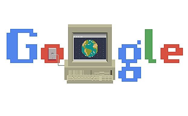 Doodle del 30 aniversario de internet con el que Google ilustra hoy su web.