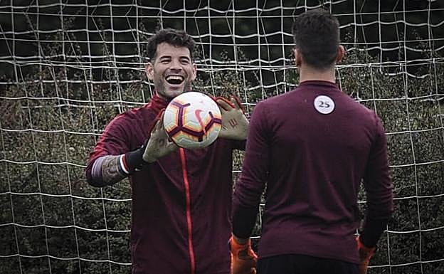 Herreín durante el entrenamiento de hoy.