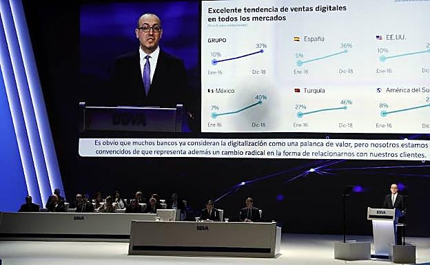 Onur Genç en la última junta de accionistas del BBVA. 