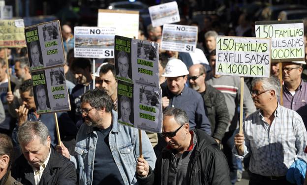 Algunos de los participantes en una manifestación de La Naval. 