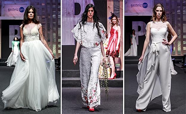 Tres de las propuestas que han desfilado por la pasarela. 