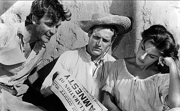 James Best, Paul Newman y Lita Milan en 'El zurdo'.