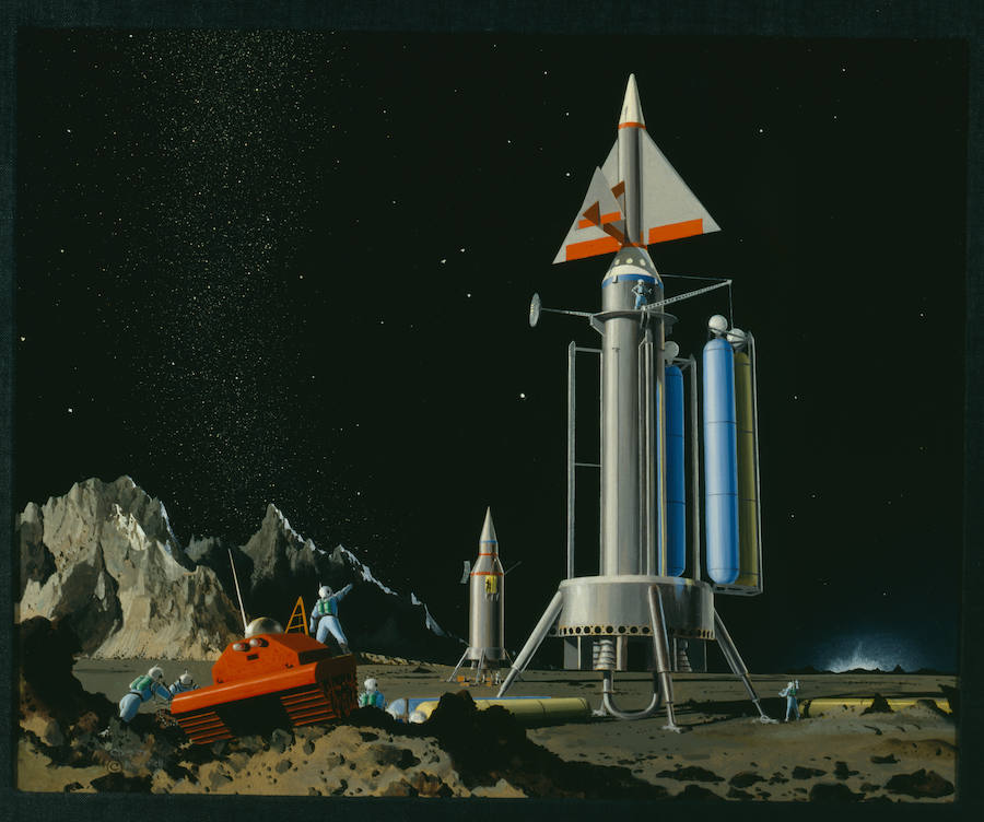 Desmontando los tanques de combustible vacíos (1959).