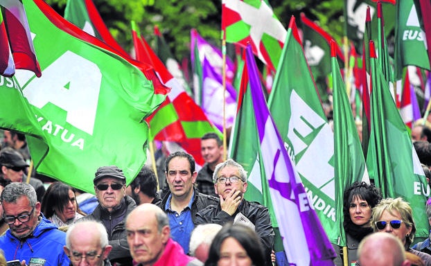 Imagen de la manifestación de ELA del Primero de Mayo del pasado año, en Bilbao.