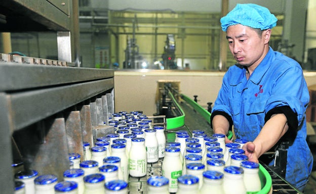 Planta envasadora de productos lácteos en la ciudad de Huaibei.